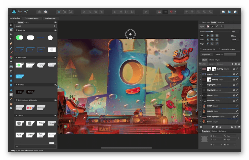 Интерфейс программы Affinity Designer