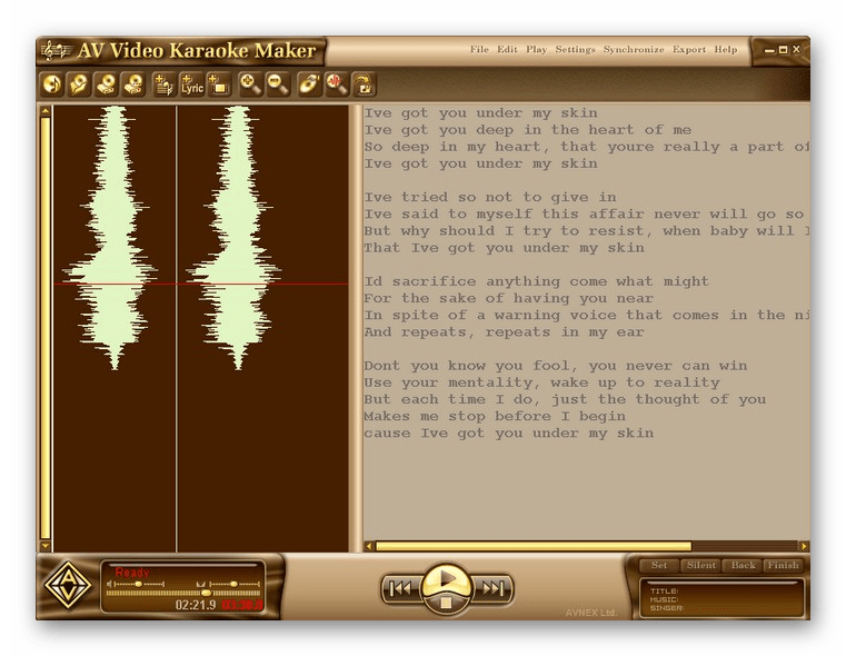 Интерфейс программы AV Video Karaoke Maker