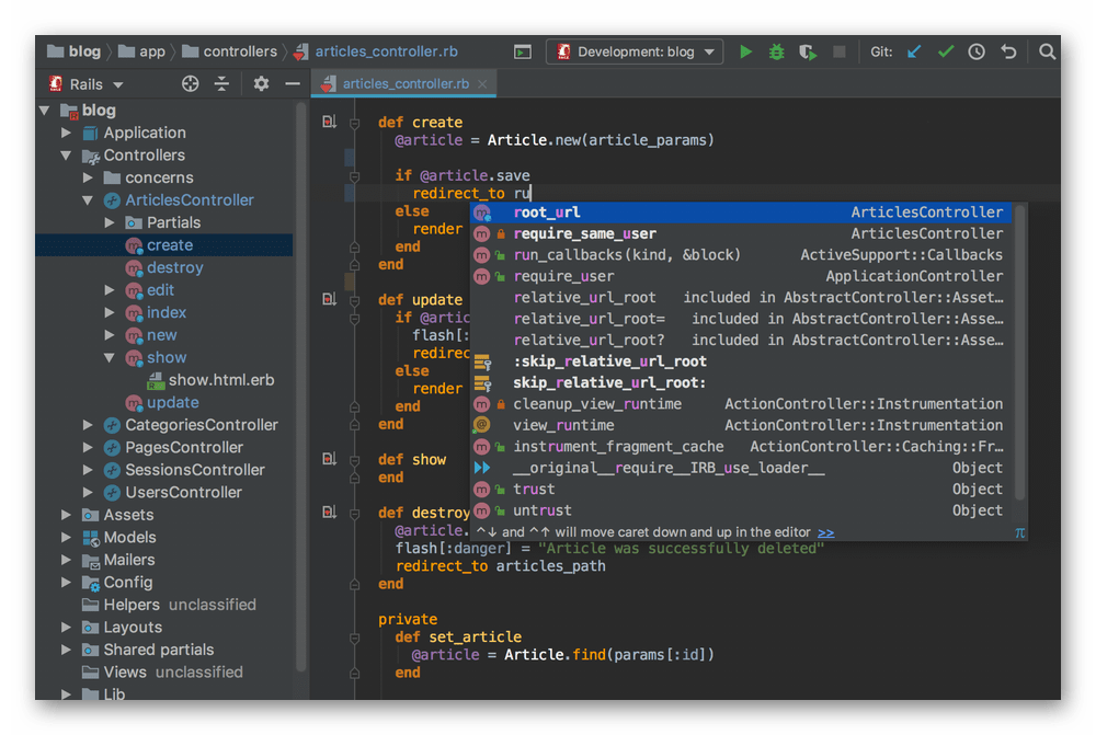 Использование среды разработки RubyMine для написания кода