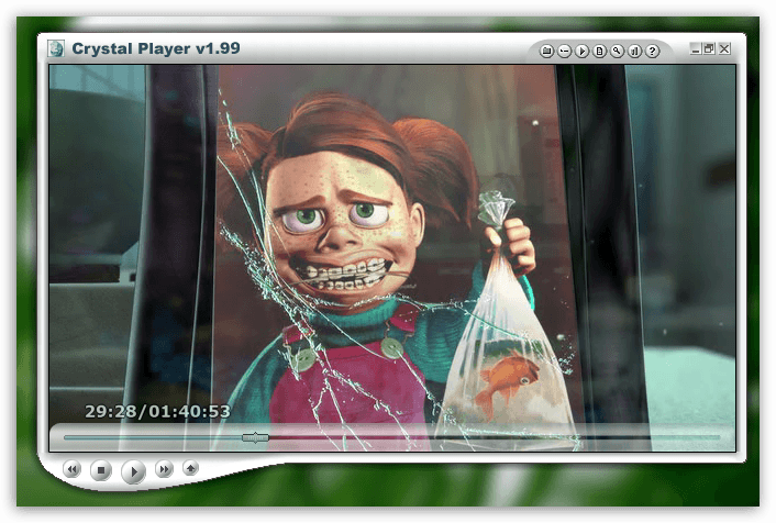 Необычный внешний вид проигрывателя Crystal Player на компьютере