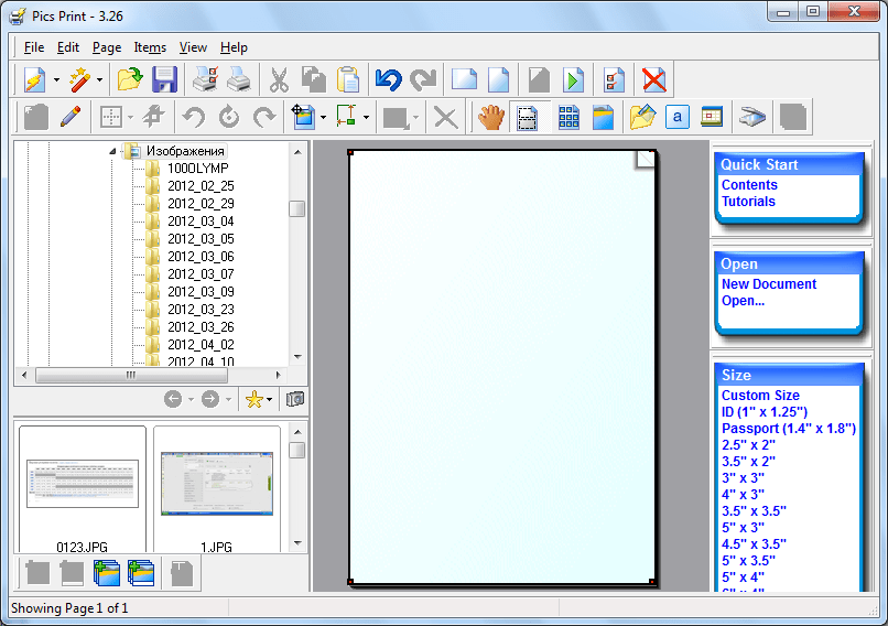 Стартовое окно программы Pics Print