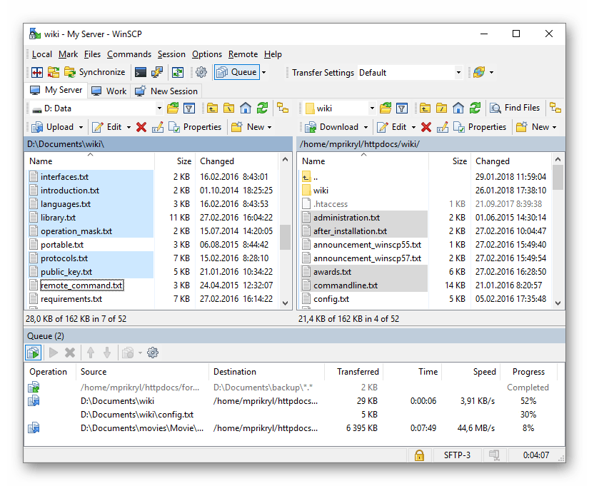 Организация удаленного соединения через WinSCP