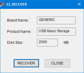 Окно программы EzRecover