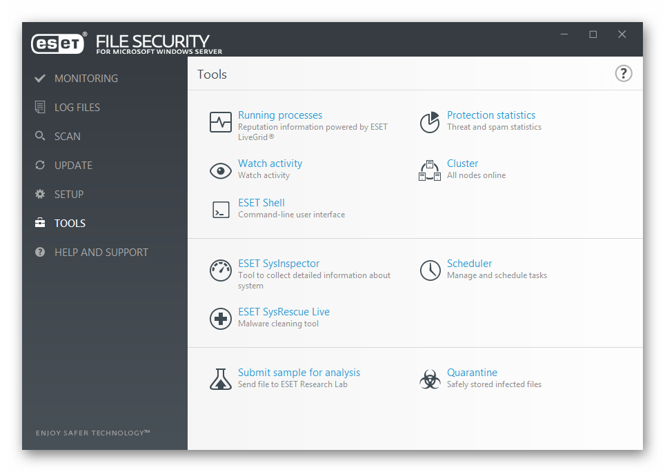 Внешний вид программы ESET File Security