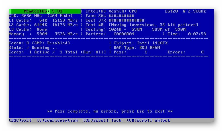 Программа для диагностики ошибок ОЗУ MemTest86+