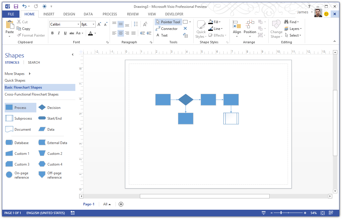 Главное меню Visio