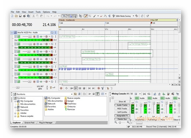 Интерфейс программы Sony Acid Pro