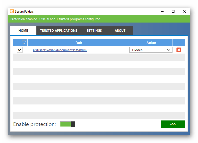Главное изображения Secure Folders в программах для скрытия директорий