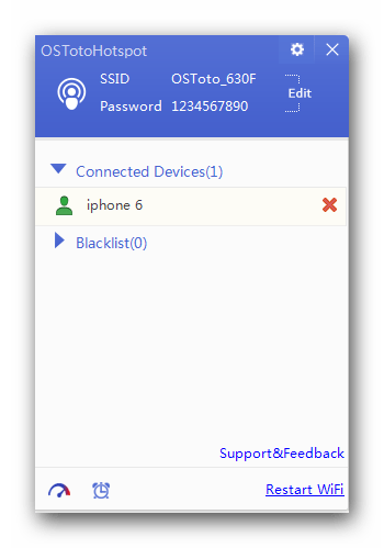 Внешний вид программы OSToto Hotspot