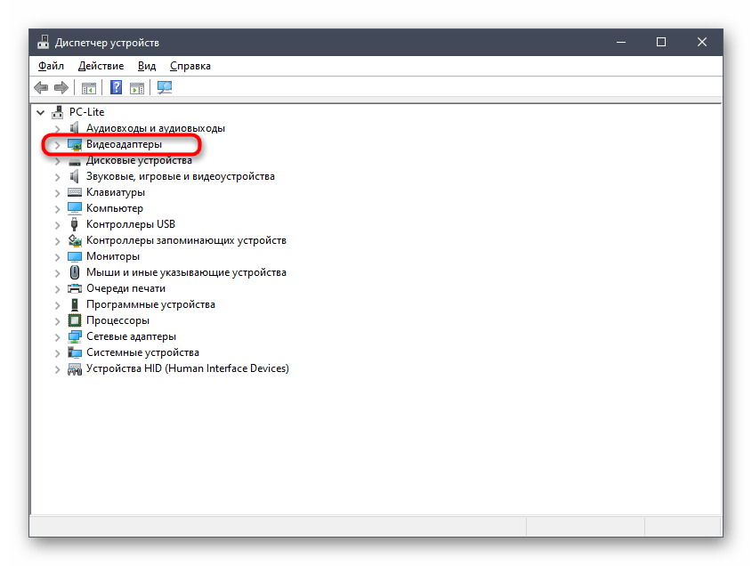 Раскрытие раздела с видеокартой для определения версии драйвера в Диспетчере устройств