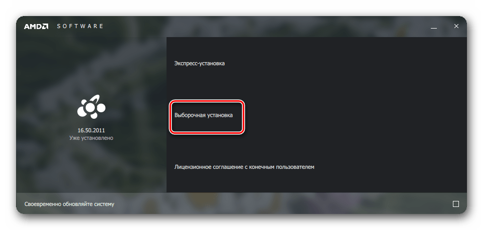 Выборочная установка AMD