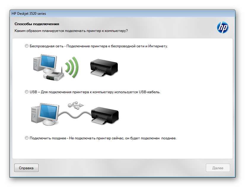 Тип подключения HP DeskJet Ink Advantage 3525