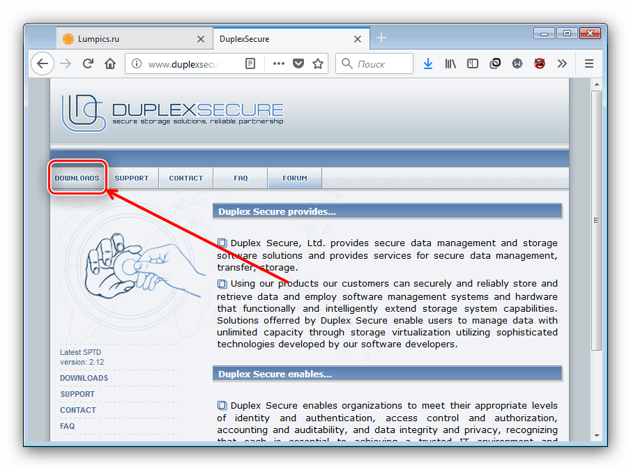 Страница загрузки драйверов SCSI Pass Through Direct на сайте разработчиков