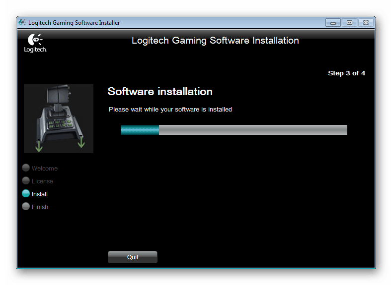 Ожидание завершения установки программы для Logitech Driving Force GT