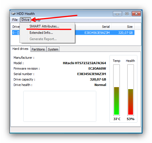Проверка состояния SMART винчестера в HDD Health