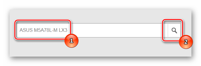 Поиск нужной модели методом ввода наименования ASUS M5A78L-M LX3