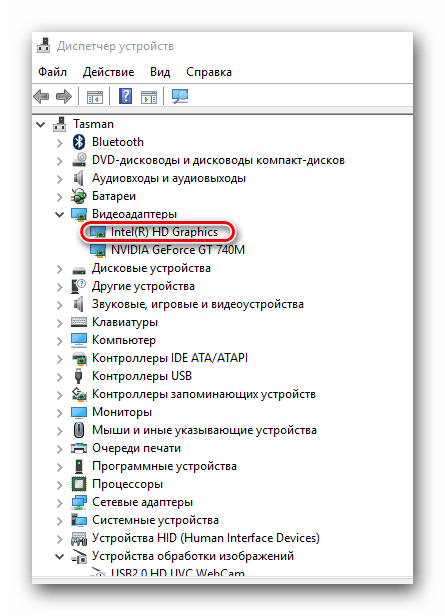 Интегрированная видеокарта в диспетчере устройств