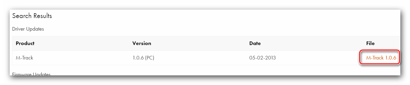 Ссылка на загрузку драйвера M-Track