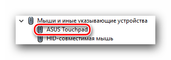 Отображение тачпада в диспетчере устройств