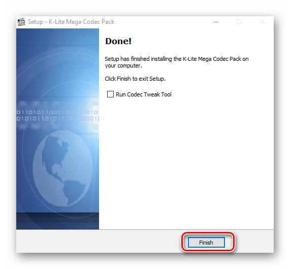 завершение установки K-Lite Codec Pack