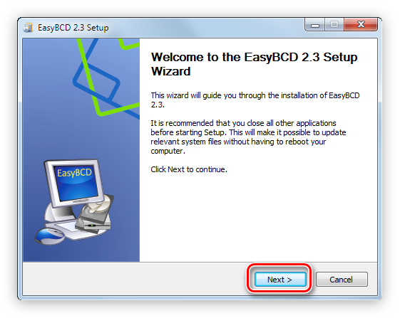 первый этап установки программы easybcd