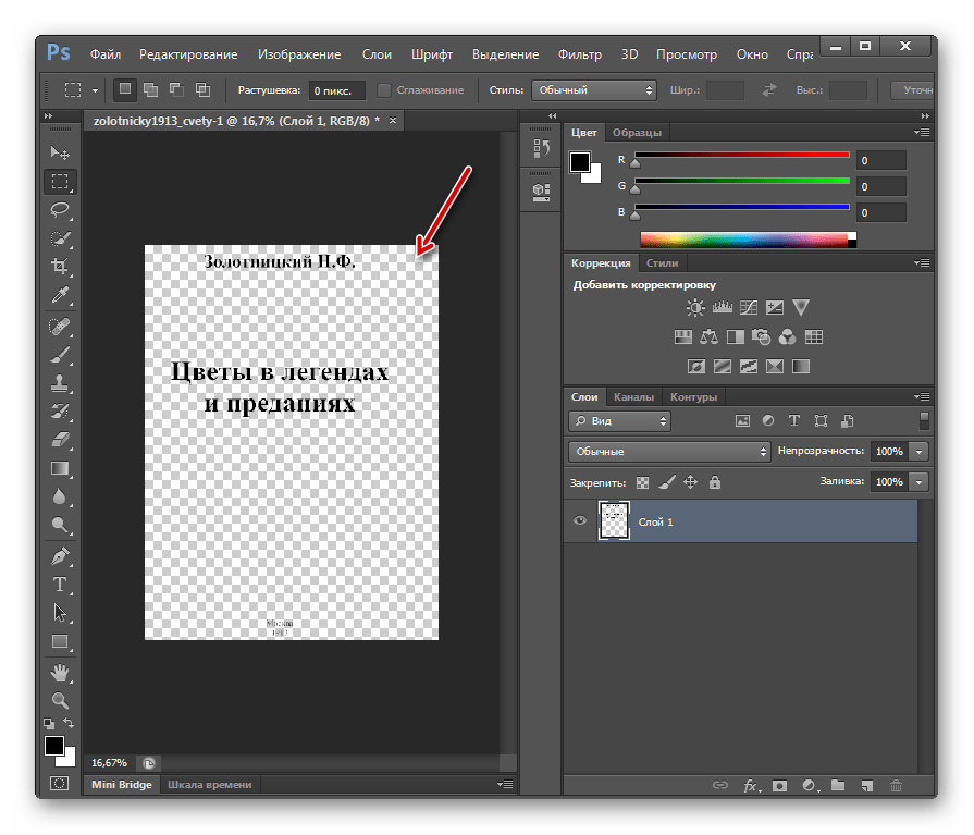 Страница отобразилась в интерфейсе программы Adobe Photoshop