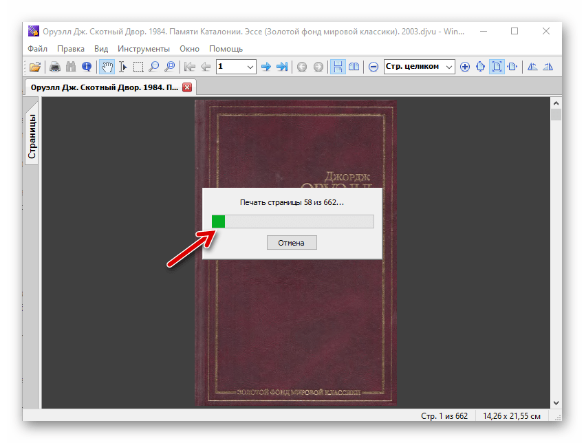 WinDjView процесс конвертации djvu-файла в формат pdf