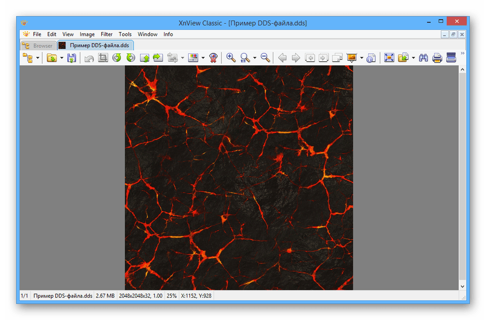 Успешно открытый DDS-файл в программе XnView