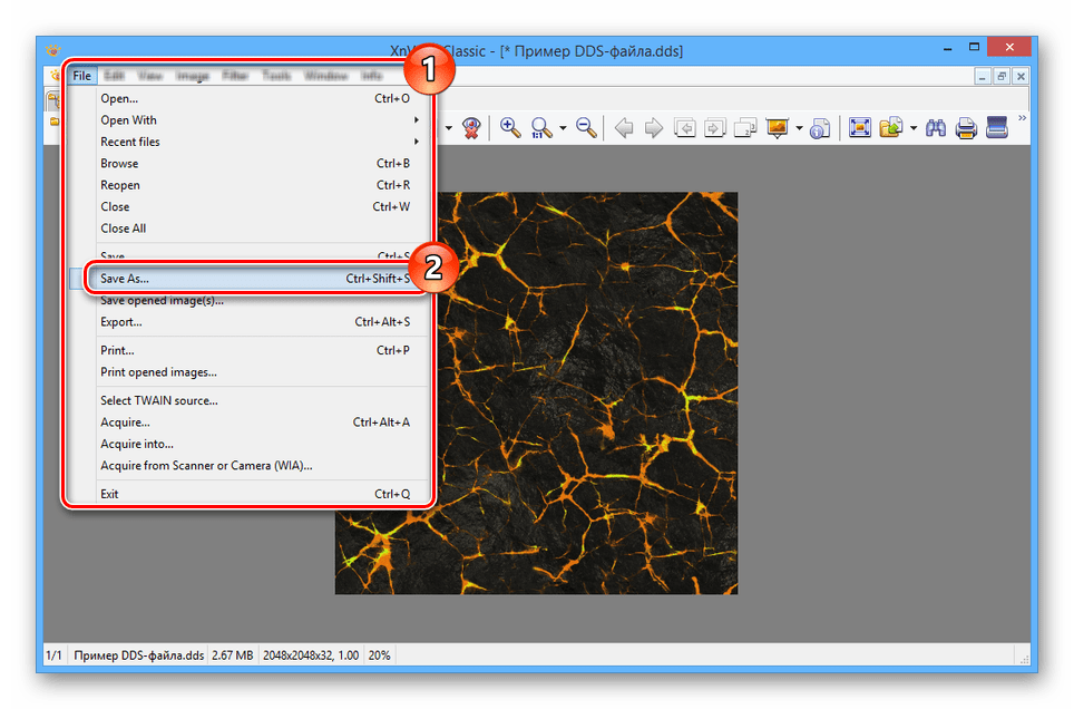 Возможность сохранения DDS-файла в программе XnView