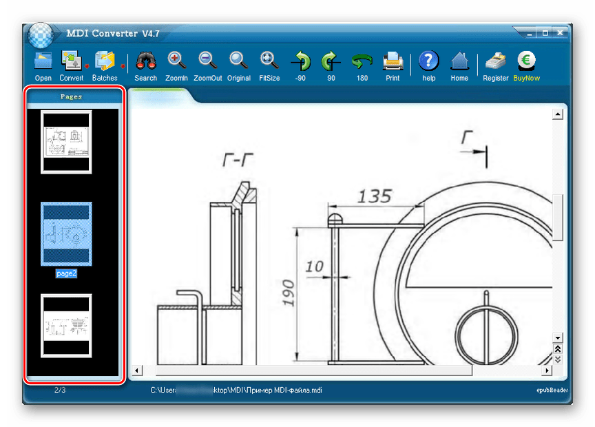 Использование панели Pages в программе MDI Converter