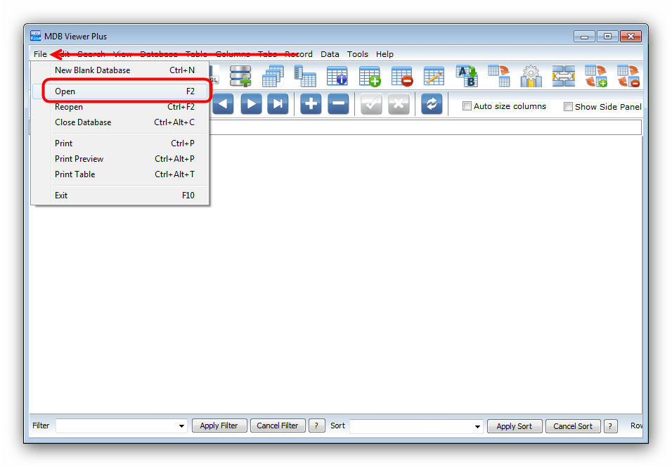 Приступить к открытию MDB-файла в MDB Viewer Plus
