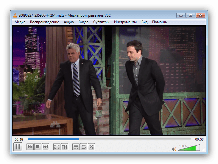 Открытый ролик M2TS в программе VLC Media Player