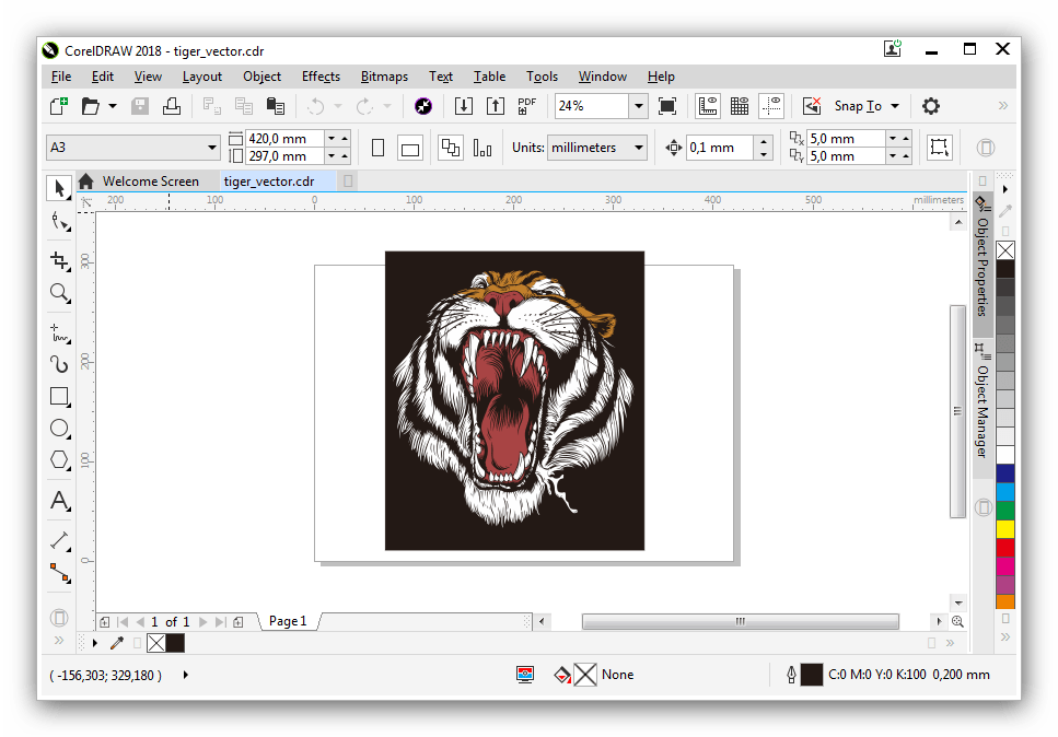 Открытый в CorelDRAW файл CDR