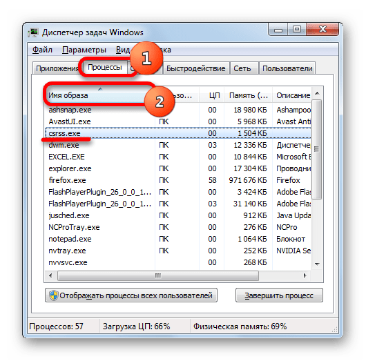 Процесс CSRSS.EXE в Диспетчере задач