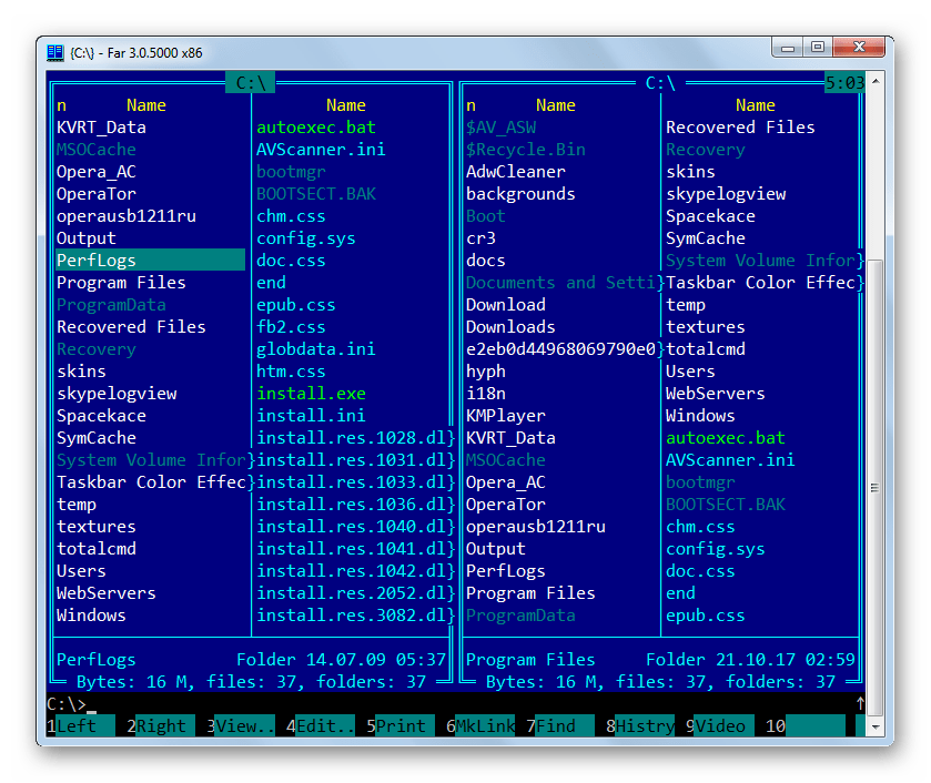Интерфейс программы FAR Manager