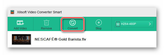 запуск конвертирования файла в Xilisoft Video Converter