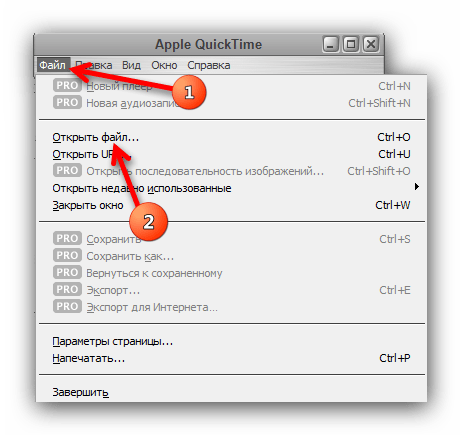 Открыть файл в QuickTime Player