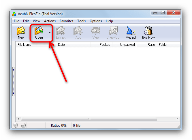 Второй способ открыть файл в PicoZip