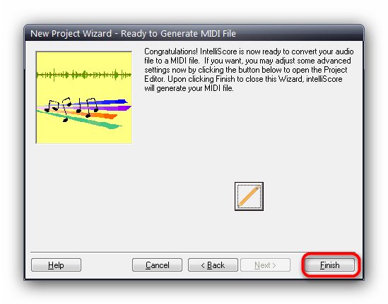 Завершение преобразования IntelliScore Converter