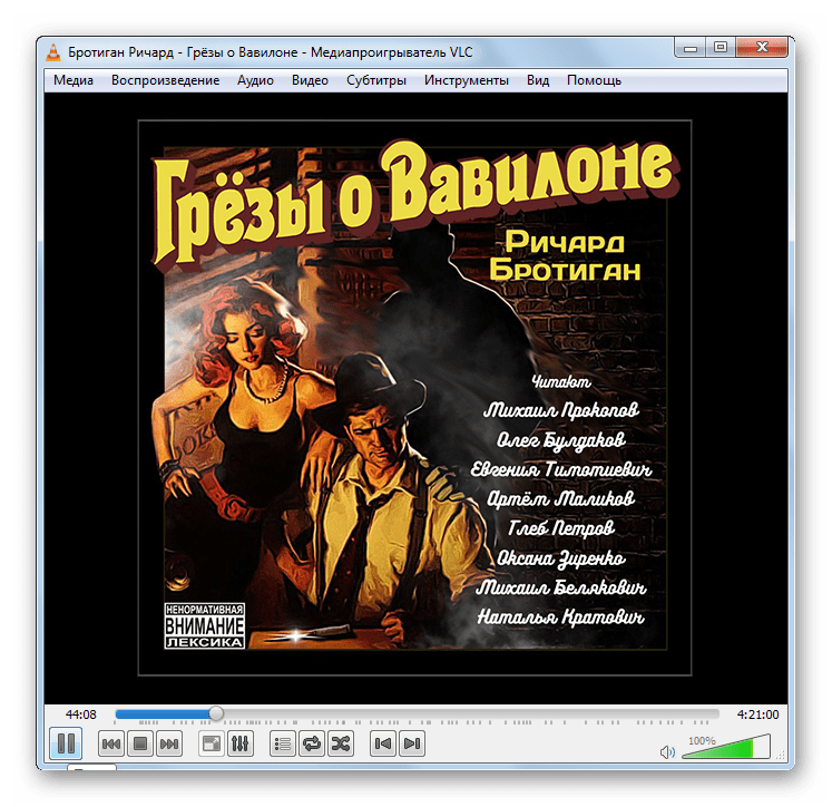 Воспроизведение аудиокниги M4B в программе VLC Media Player