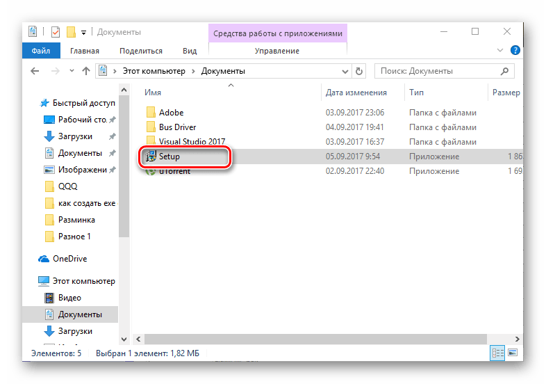 приложение EXE в Проводнике Windows