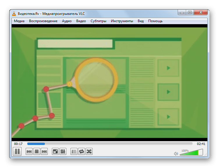 Проигрывание видео FLV в программе VLC Media Player