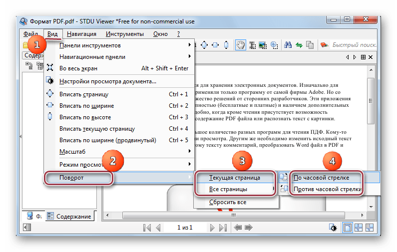 меню поворота страницы в STDU Viewer