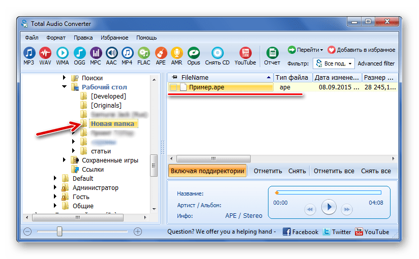 Поиск APE в Total Audio Converter