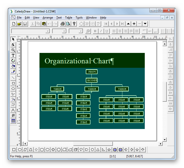 Файл CDW открыт в программе CeledyDraw