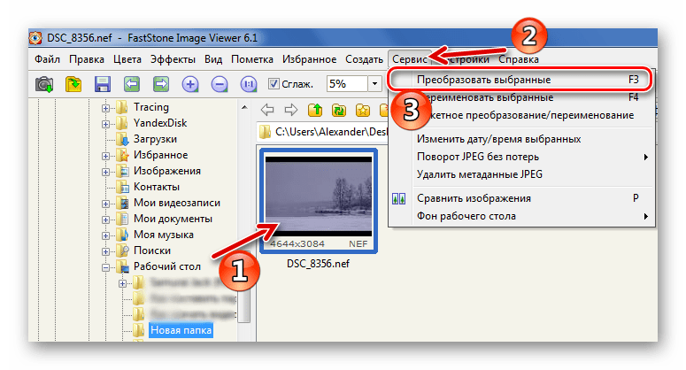 Переход в режим преобразования FastStone Image Viewer