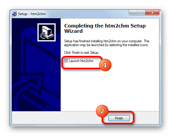 Выход из инсталлятора программы Htm2Chm
