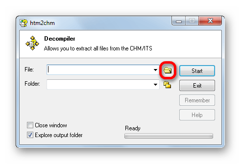 Окно Decompiler в программе Htm2Chm
