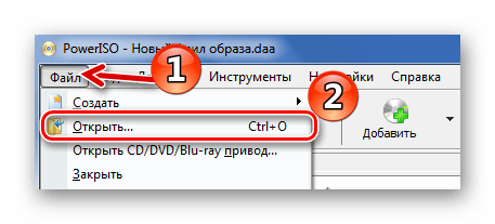 Стандартное открытие образа в PowerISO