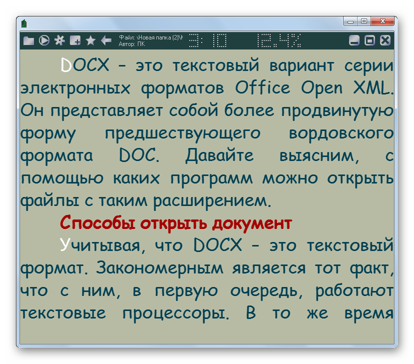 Документ DOCX открыт в программе ICE Book Reader